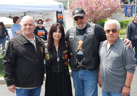 Pictured (left to right): Mayor Allan M. Dorman, Village of Islandia; Dorine Kenney, Founder/Executive Director, Jacob's Light Foundation; JP Groeninger, Process Server, "Motorcycle Mike," Esq.; and Tony Church, Administrator, Village of Islandia.