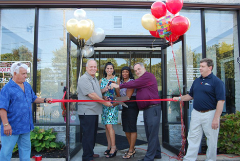 Pictured (left to right): Tony Church, Highway Commissioner, Village of Islandia; Mayor Allan M. Dorman; Sharon L. Silver, Attorney, The Law Offices of Sharon L. Silver, Esq., LLC; Pamela T. Parker, Chief Executive Officer, Universal Wellness, Inc.; Stephen Pearlman, President, North Shore Mediation; and Louis Colabella, Owner, Postal Connections.