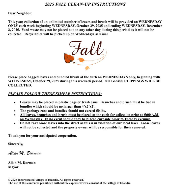 2025 Fall Clean-up Instructions